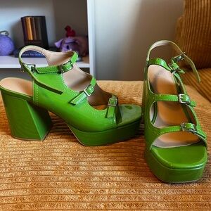 Urban Outfitters Willow Strappy Platform Heel Lime 9